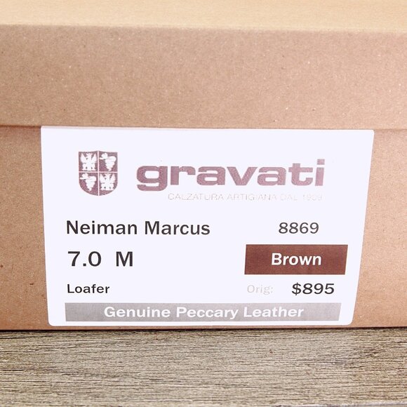 $895 GRAVATI Neiman Marcus 7 M Genuine PECCARY Brown 8869 * add $15 new Trees main image 4